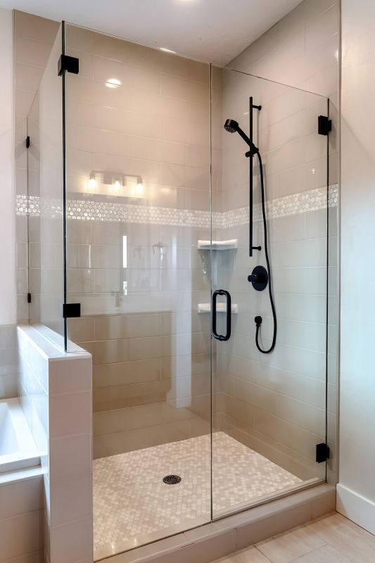 Walk-in Shower with Matte Black Fixtures